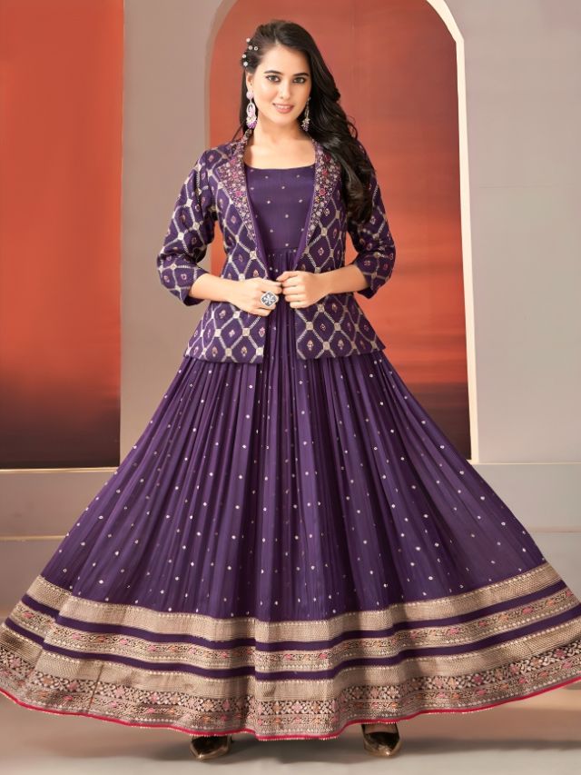 Jacket Style Anarkali Suit For Sangeet Sandhya