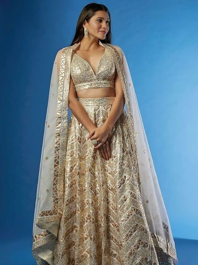 Jacket Style Lehenga Choli in Sangeet Sandhya