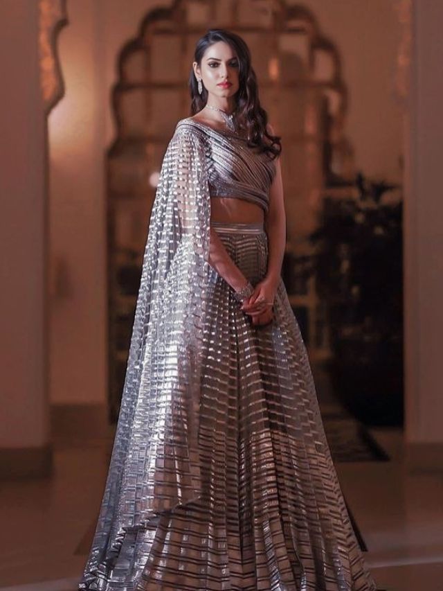 One Shoulder Cape Style Lehenga For Sangeet Sandhya