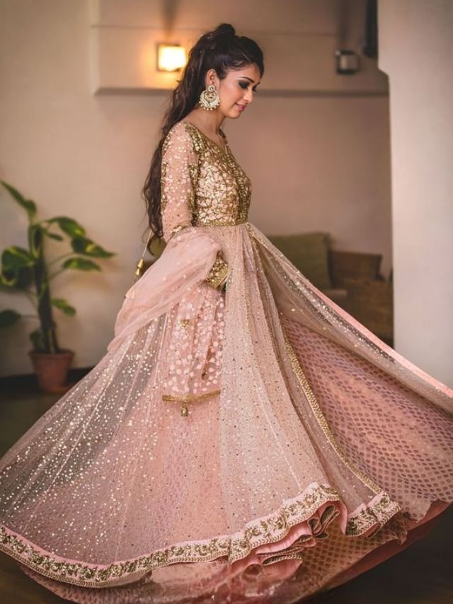 Peach Lehenga For Sangeet Sandhya