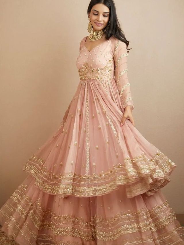 Peach Sharara Set For Sangeet Sandhya