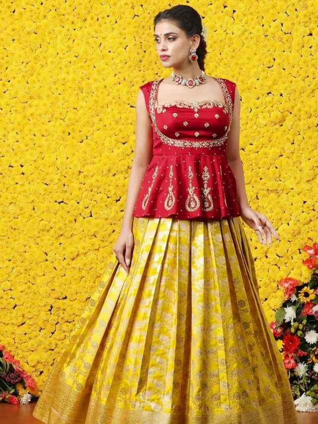 Peplum Kurti and Long skirt For Sangeet Sandhya