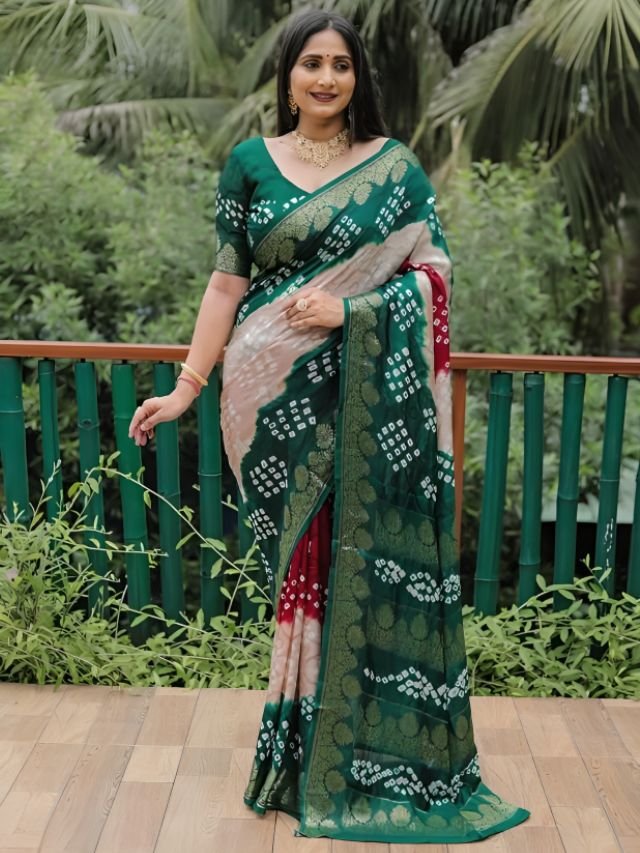 Find Your Best Sarees for Engagement Bandhani Saree for Wedding Engagement