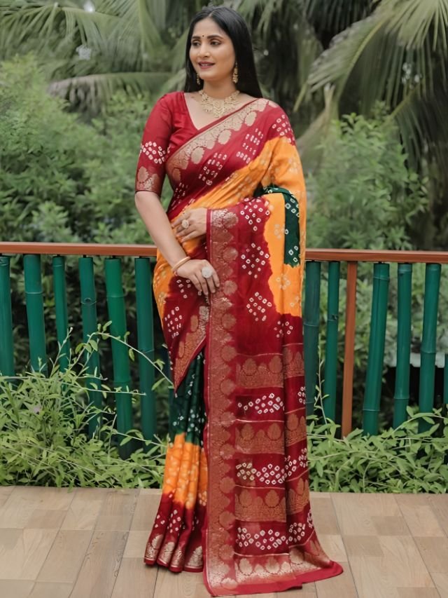 Find Your Best Sarees for Engagement Bandhani Sarees for Wedding Engagement