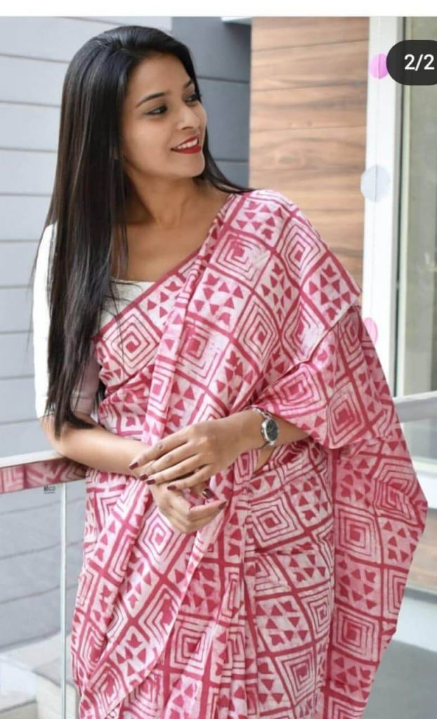 Indigo chanderi cotton sari by Desi Doree | The Secret Label-vdbnhatranghotel.vn