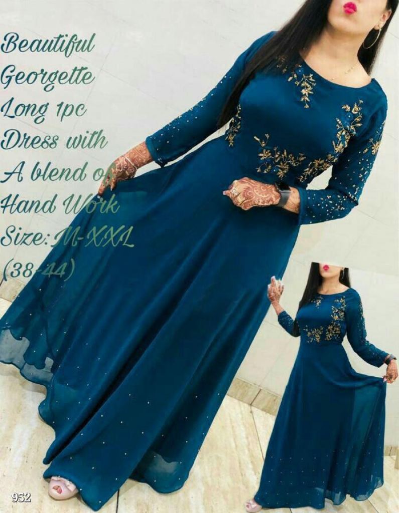 Beautiful Work Double Shaded Blue Color Gown – bollywoodlehenga
