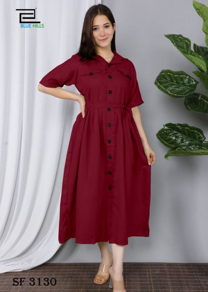 Buy Cotton Kurtis In Maroon Color By Blue Hills at Rs. 1099 online from Surati Fabric fancy kurtis SF 3130