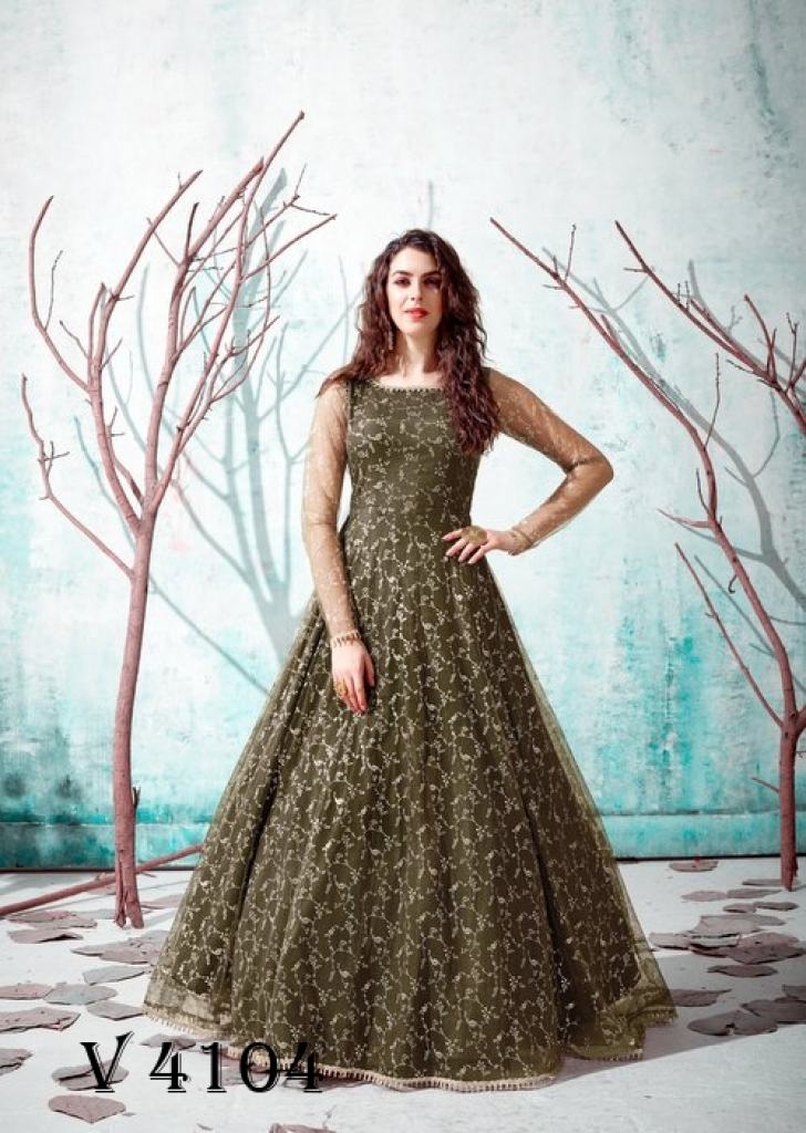 Georgette Embroidered New Designer Wedding Long Gown, Green at Rs 950 | Long  Gowns in Surat | ID: 2851761568448