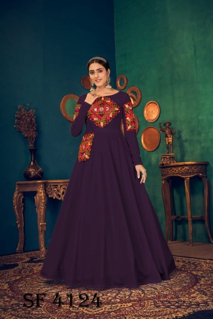 PURPLE COLOR HEAVY DESIGNER NET GOWN AT BEST RATE – Vastra Creation