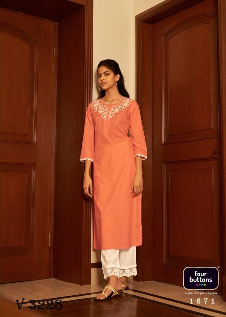 Buy Fancy Fabric Buttons Party Wear Kurti in Red Online : 207327 -