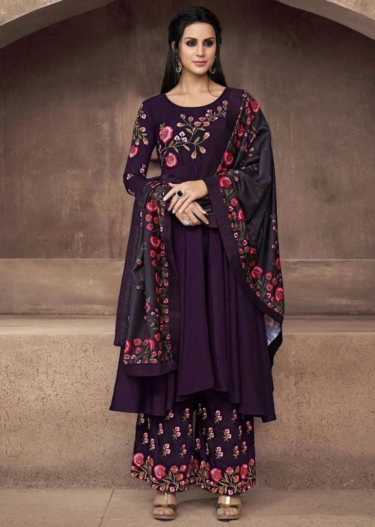 Buy Heavy net Embroidered Purple Salwar suit Online : South Africa -