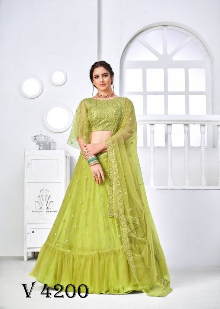 Lime Green Color Party Wear Silk Jacquard Lehenga & Blouse with Dupatt –  fashionnaari