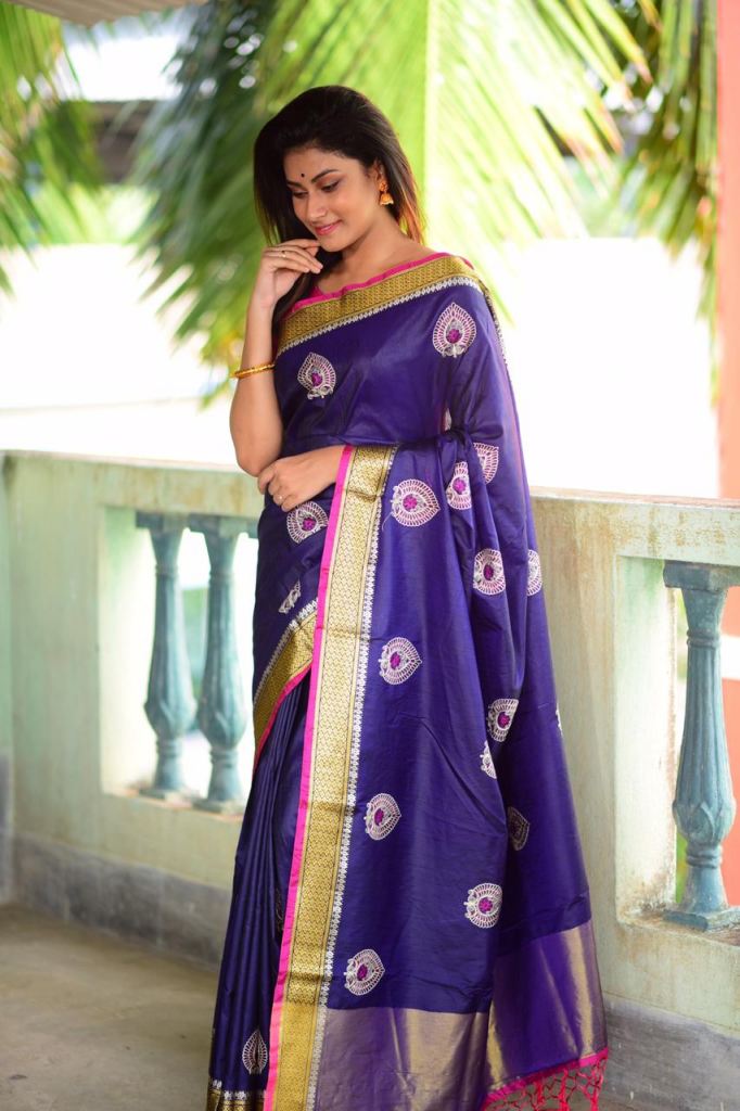 Buy Rutrang Soft Raw Silk Purple at Rs. 1100 online from Surati Fabric ...