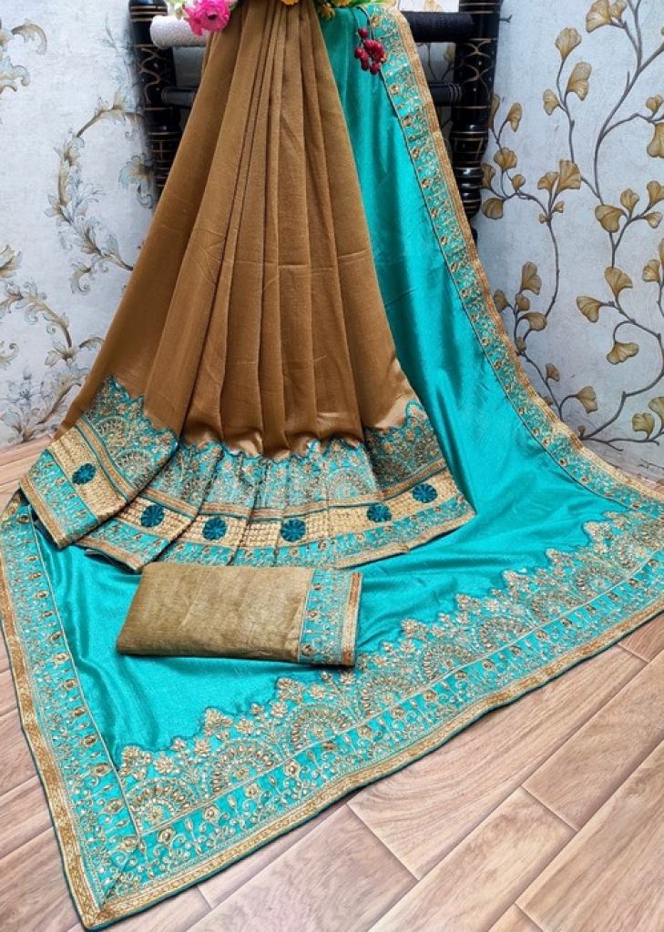 Buy Tajmahal Pc Vichitra Silk Rama Color Saree at Rs. 1350 online from ...
