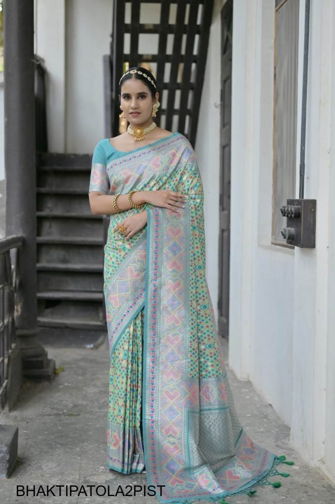 Banarasi Soft Silk Patola Saree in Pista, Banarasi Soft Silk Patola ...