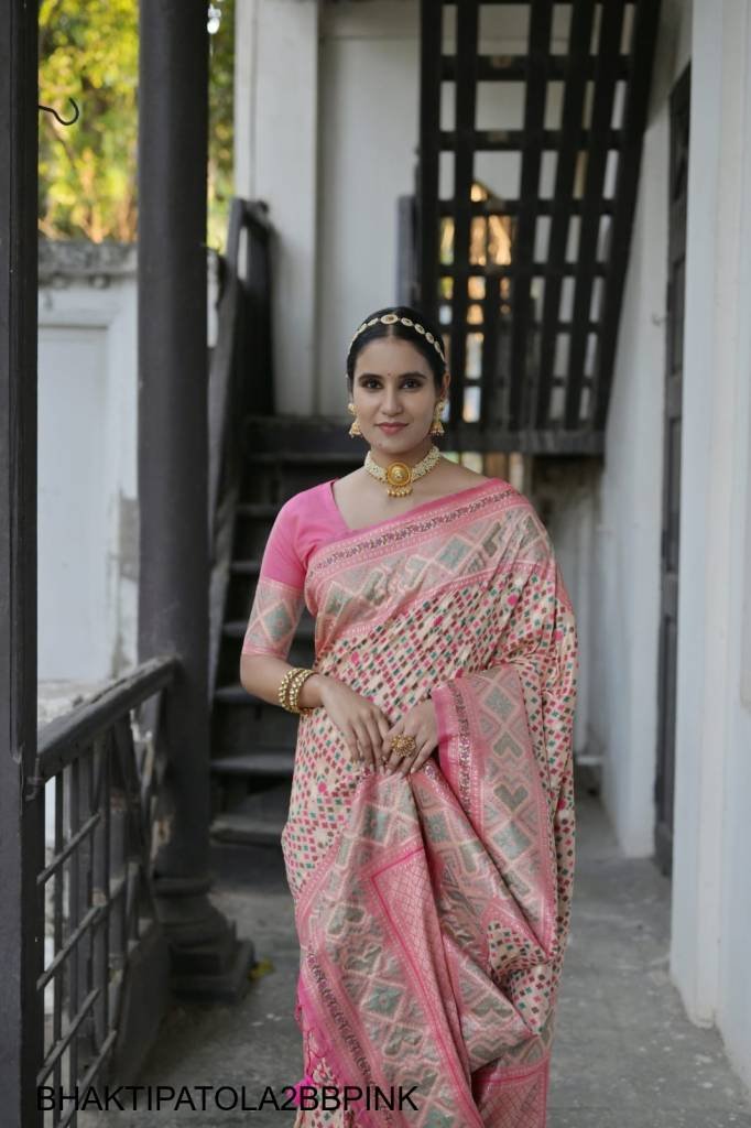 Banarasi Soft Silk Patola Saree in Baby Pink, Banarasi Soft Silk Patola ...