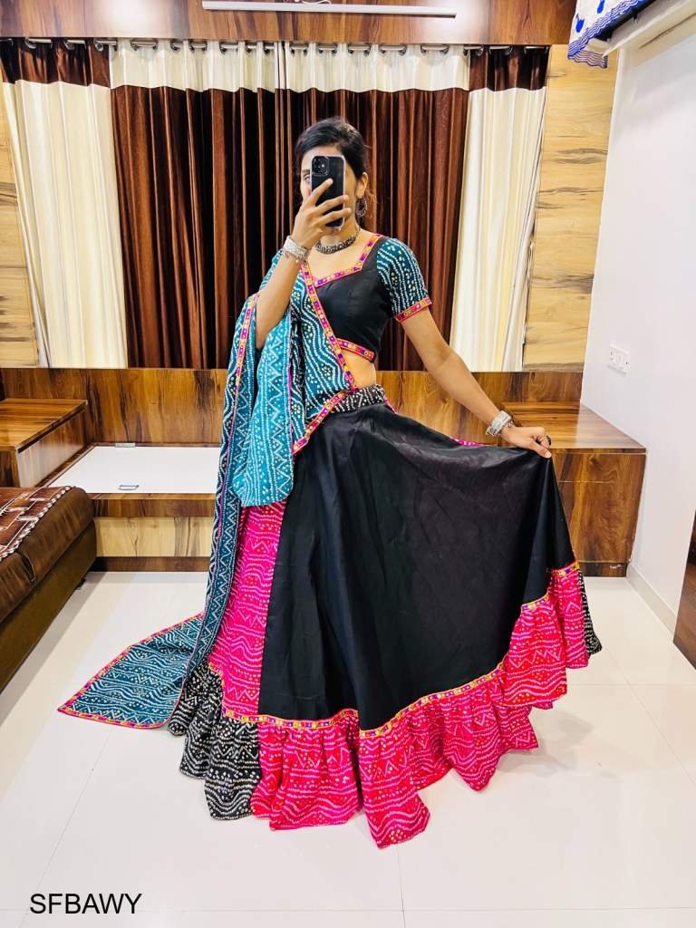 Viscose Rayon Black Multicolor Navratri Wear Chaniya Choli