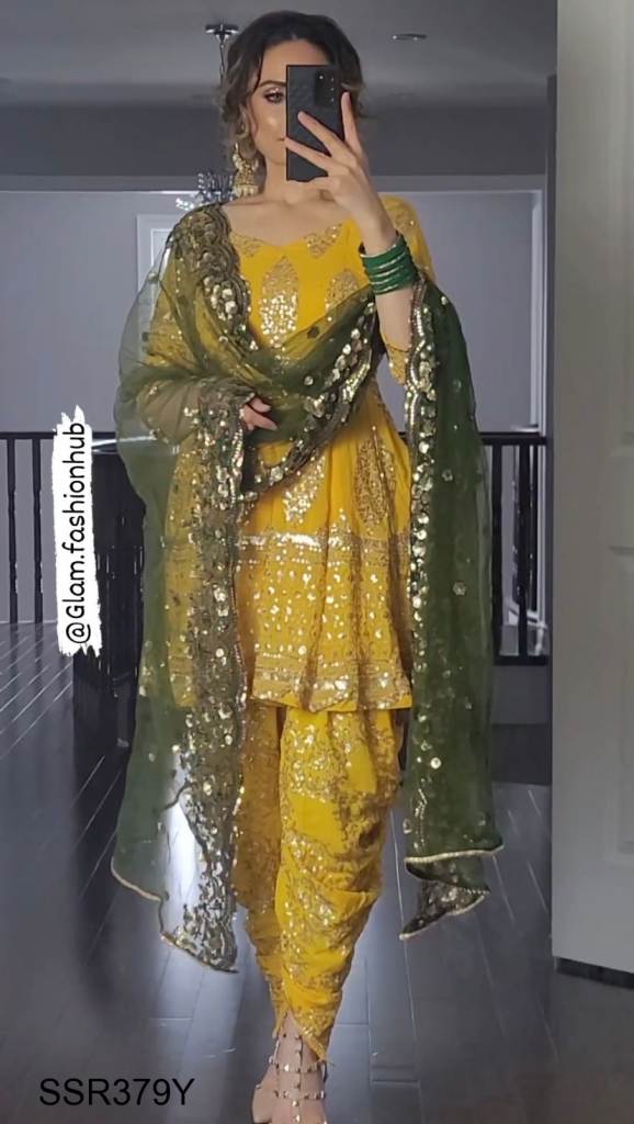Yellow Haldi Ceremony Georgette Palazzo Suit YDYS79805 – Siya Fashions