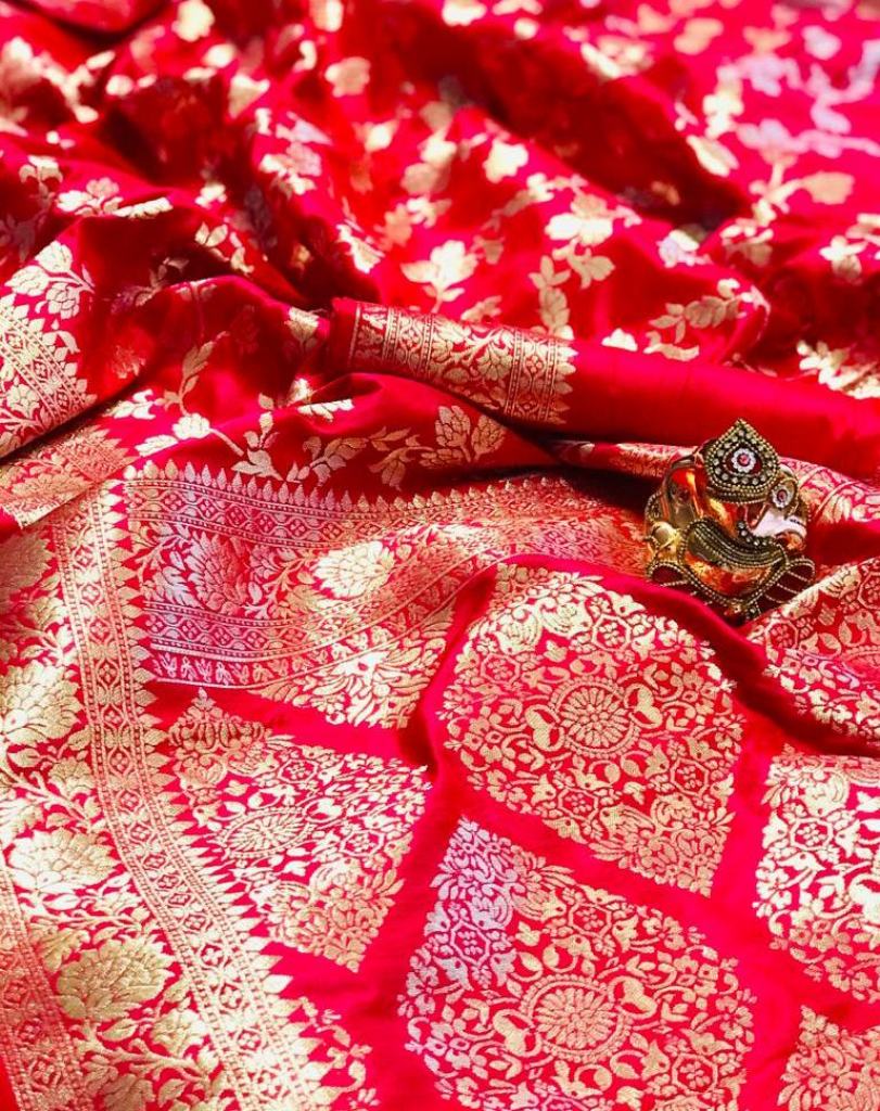 Buy pure silk saree with gold jari jal and border with reach pallu at ...