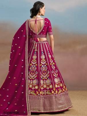 6008 Pink Heavy Wedding Lehenga By Zeel Clothing