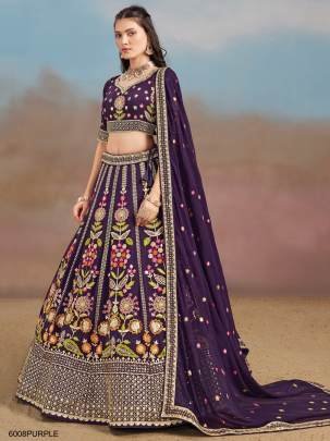 6008 Purple Heavy Wedding Lehenga By Zeel Clothing