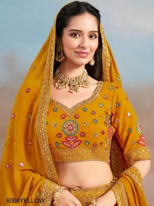 6008 Yellow Heavy Wedding Lehenga By Zeel Clothing
