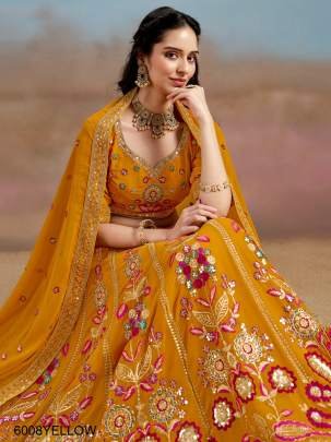 6008 Yellow Heavy Wedding Lehenga By Zeel Clothing