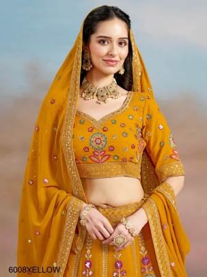 6008 Yellow Heavy Wedding Lehenga By Zeel Clothing