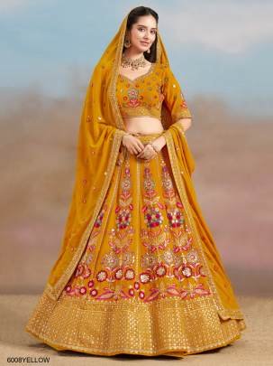 6008 Yellow Heavy Wedding Lehenga By Zeel Clothing