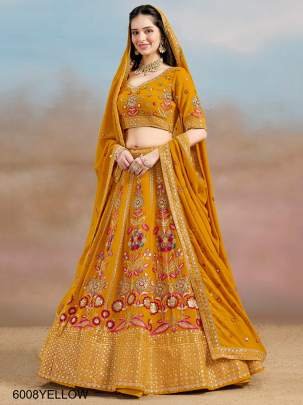 6008 Yellow Heavy Wedding Lehenga By Zeel Clothing
