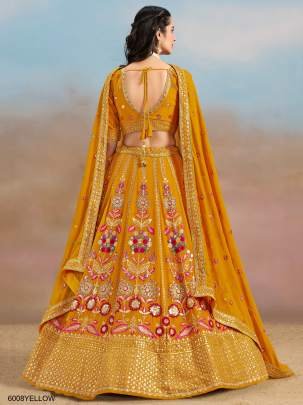 6008 Yellow Heavy Wedding Lehenga By Zeel Clothing