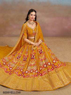6008 Yellow Heavy Wedding Lehenga By Zeel Clothing