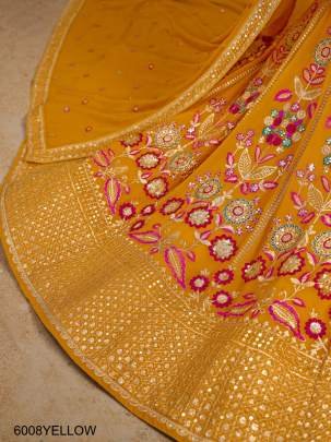 6008 Yellow Heavy Wedding Lehenga By Zeel Clothing