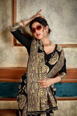 Aakrti Lichi Silk Black Colour Saree