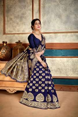 Aakrti Lichi Silk Blue Colour Saree