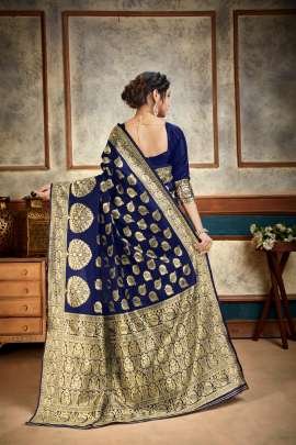 Aakrti Lichi Silk Blue Colour Saree