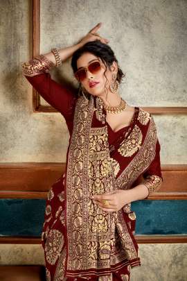 Aakrti Lichi Silk Maroon Colour Saree