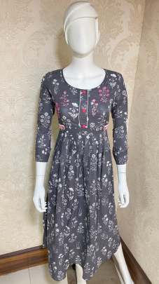 Alisa Fancy Cotton Kurti Grey