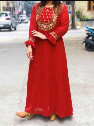 Aliza Long Gown Stylist Love Red Party Wear Kurti