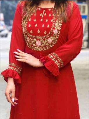 Aliza Long Gown Stylist Love Red Party Wear Kurti