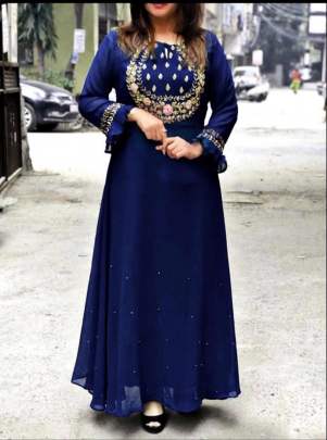 Aliza Long Gown Stylist Nevy Blue Party Wear Kurti