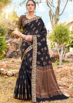 Amora Soft Cotton Weaving Black  Saree