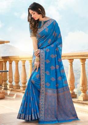 Amora Soft Cotton Weaving Blue Saree