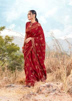 Amora Soft Cotton Weaving Royal Red Saree