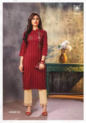 Anokhi  Embroidery Work Kurtis With Pants Catalogue