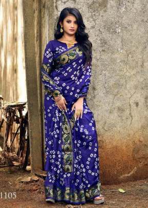 Art Silk Hastkala Bandhej Bandhani Purple Color Saree