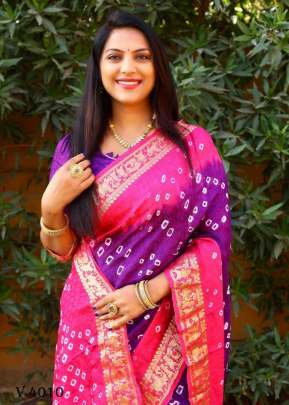 BARAATI 2 Bandhej Silk Saree In Pink And Purple Color By Surati Fabric 