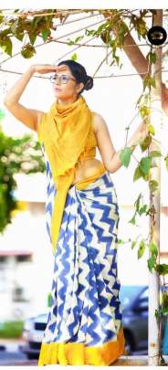 BEAUTIFUL CHANDERI COTTON SAREE IN LEMON YELLOW