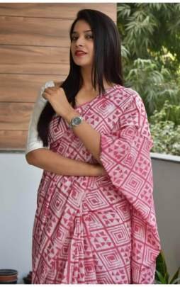 BEAUTIFUL CHANDERI COTTON SAREE IN TAFFY