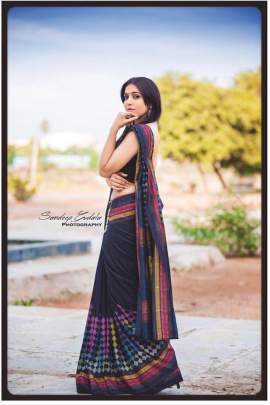 BEAUTIFUL CHANDERI COTTON SAREE IN BLACK